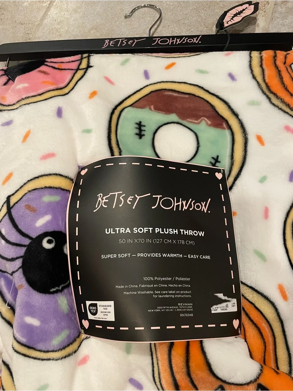 NWT Betsey Johnson Donut Halloween Themed Oversized Blanket
